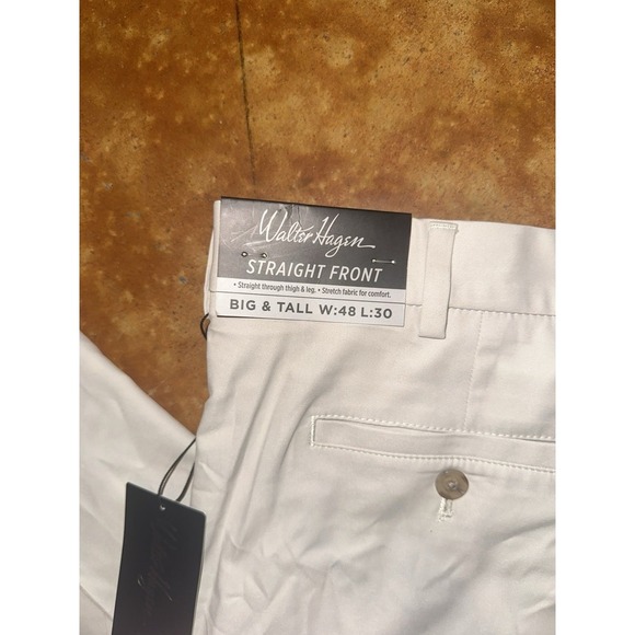 NWT Walter Hagen Men's 11 Big & Tall Majors Golf Pants Size 48x30 Light Khaki - Picture 3 of 6